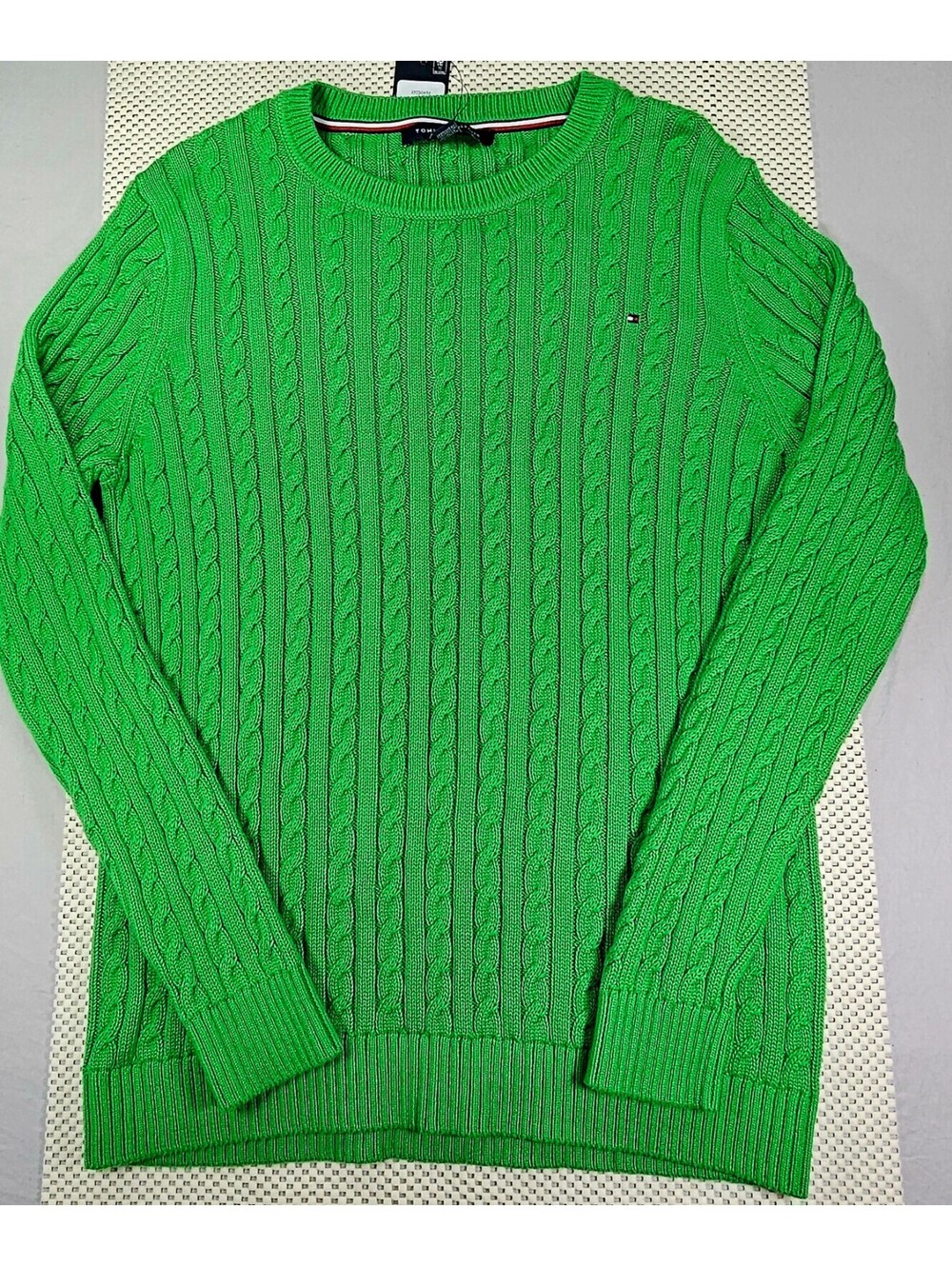 Tommy Hilfiger Green 100% Cotton Cable Knit Sweater XL